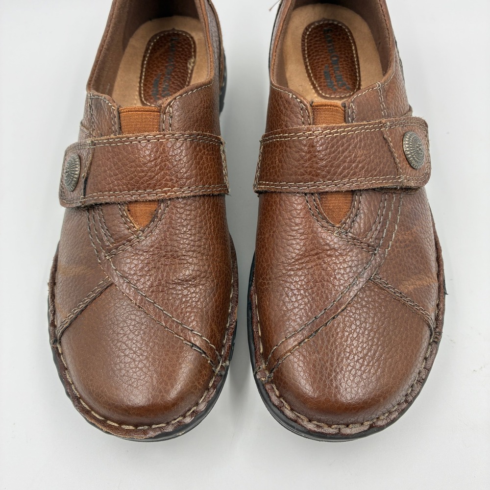 Earth Origins Evelyn Brown Leather Loafers Shoes Womens 9M 2014F Hook Loop Strap - Picture 10 of 16